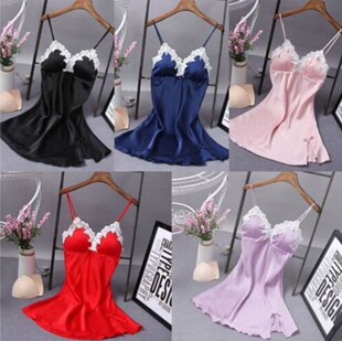 Pajamas plus size home underwear night skirt吊带无袖女士睡衣