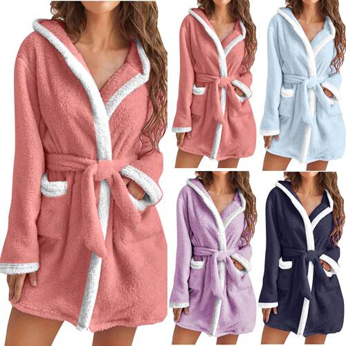 连帽毛绒浴袍女Women'sbathrobe