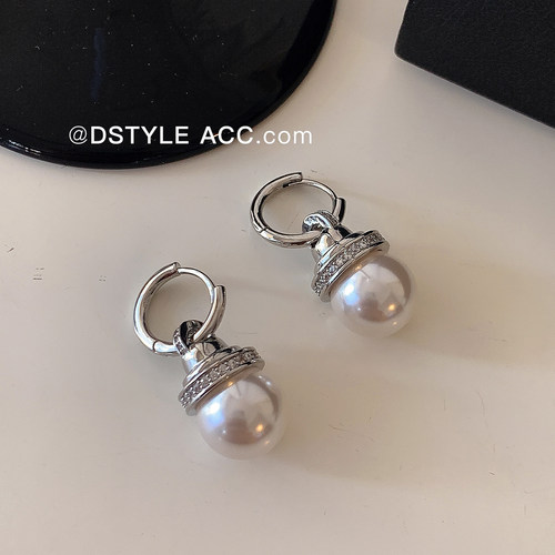 DSTYLE镶钻土星强光珍珠小圈耳扣