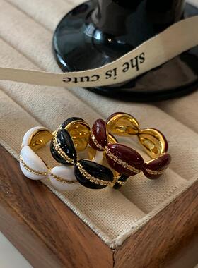 DSTYLE法式复古滴釉波浪圈圈戒指