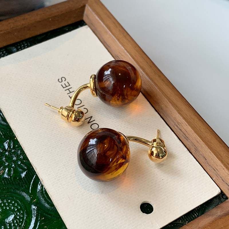 美拉德琥珀色球球耳环2025新款爆款高级感后挂耳钉秋冬复古风耳饰,饰品/流行首饰/时尚饰品新,耳钉,淘宝优惠券,粉丝福利购,淘宝优惠卷