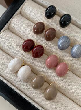 小豆豆珐琅耳钉2026新款爆款滴釉耳环轻奢高级感法式风复古耳饰女