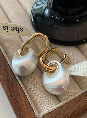 不规则拉丝金属耳坠2025新款爆款极简耳环轻奢高级感耳扣小众耳饰