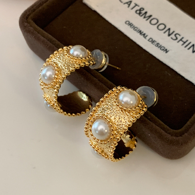 DSTYLE小众设计感宽面金属耳环女