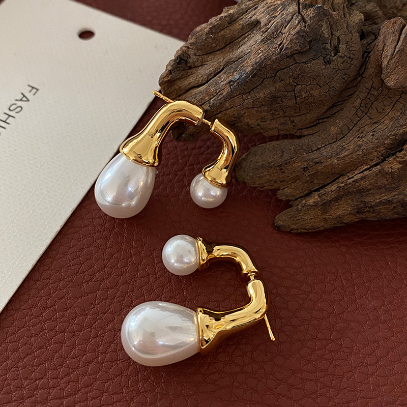 DSTYEL欧美法式双面大小珍珠耳钉