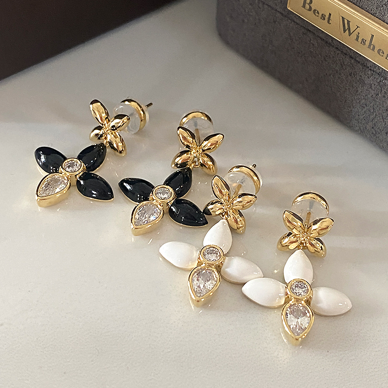 DSTYLE法式设计感水滴四叶草耳饰