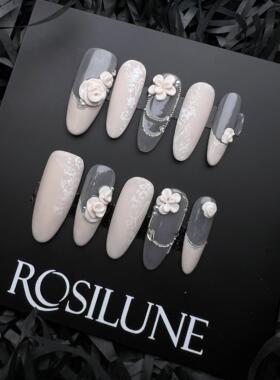 来图定制纯手工穿戴甲定制尺寸私人高级感翻指模婚甲痛甲定做美甲