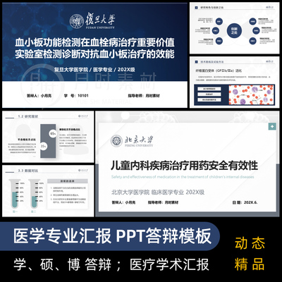 大学毕业答辩动态动画ppt模板简约术硕士博士医学院医疗护理查房