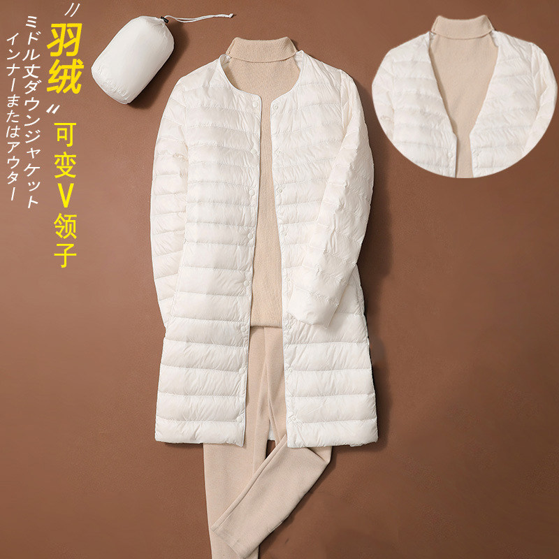 日本优羽绒内胆女冬季配大衣白鸭绒内搭马甲中长款羽绒服马夹背心