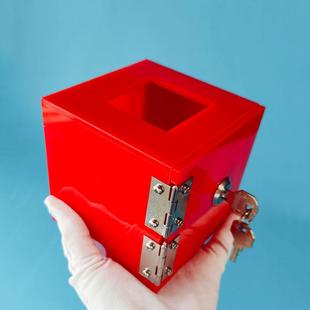 不良品放置盒红色不良品盒带锁不合格品箱亚克力收纳盒差品废品箱