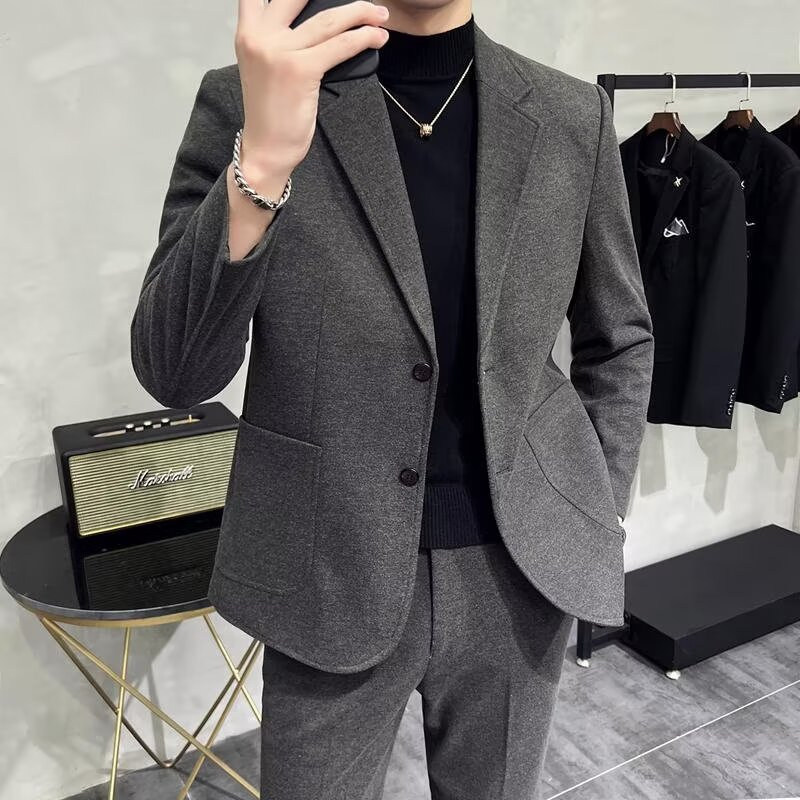 潮款痞帅男西装外套休闲百搭西服