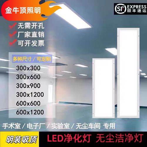 净化灯300X1200LED洁净灯30X90医院手术室无尘车间超薄吸顶平板灯