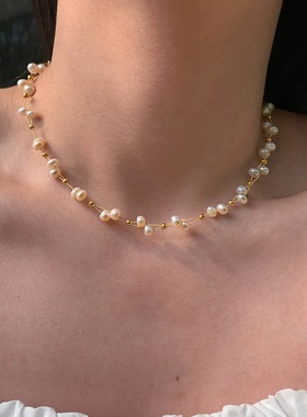 解忧 饰物大美牛同款 天然淡水珍珠项链女双层叠戴巴洛克