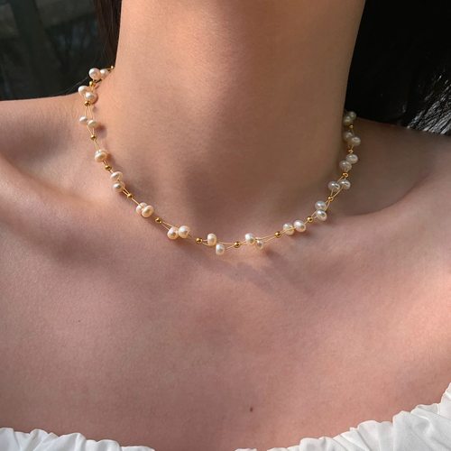 解忧 饰物大美牛同款 天然淡水珍珠项链女双层叠戴巴洛克