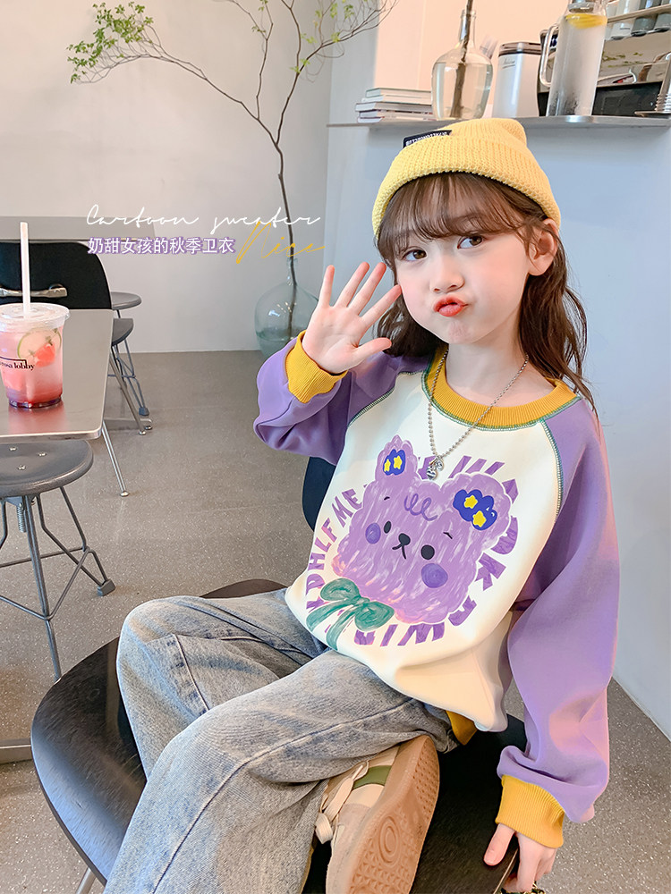 女童卫衣春秋款2023新款洋气儿童网红秋装小女孩长袖秋冬加绒上衣
