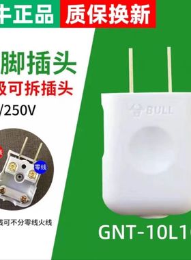 公牛正品新款10A插头电线二头两脚接线两孔两角项电源2脚极10L1G