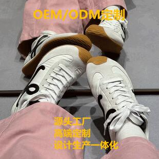 罗家2025春夏新款真皮阿甘鞋女丑萌复古运动休闲鞋轻便百搭德训鞋