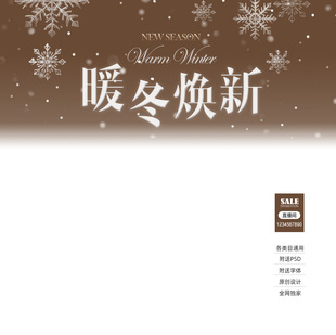 369冬季直播间贴片装修模板抖音女装羽绒服大衣棉服标签PSD素材