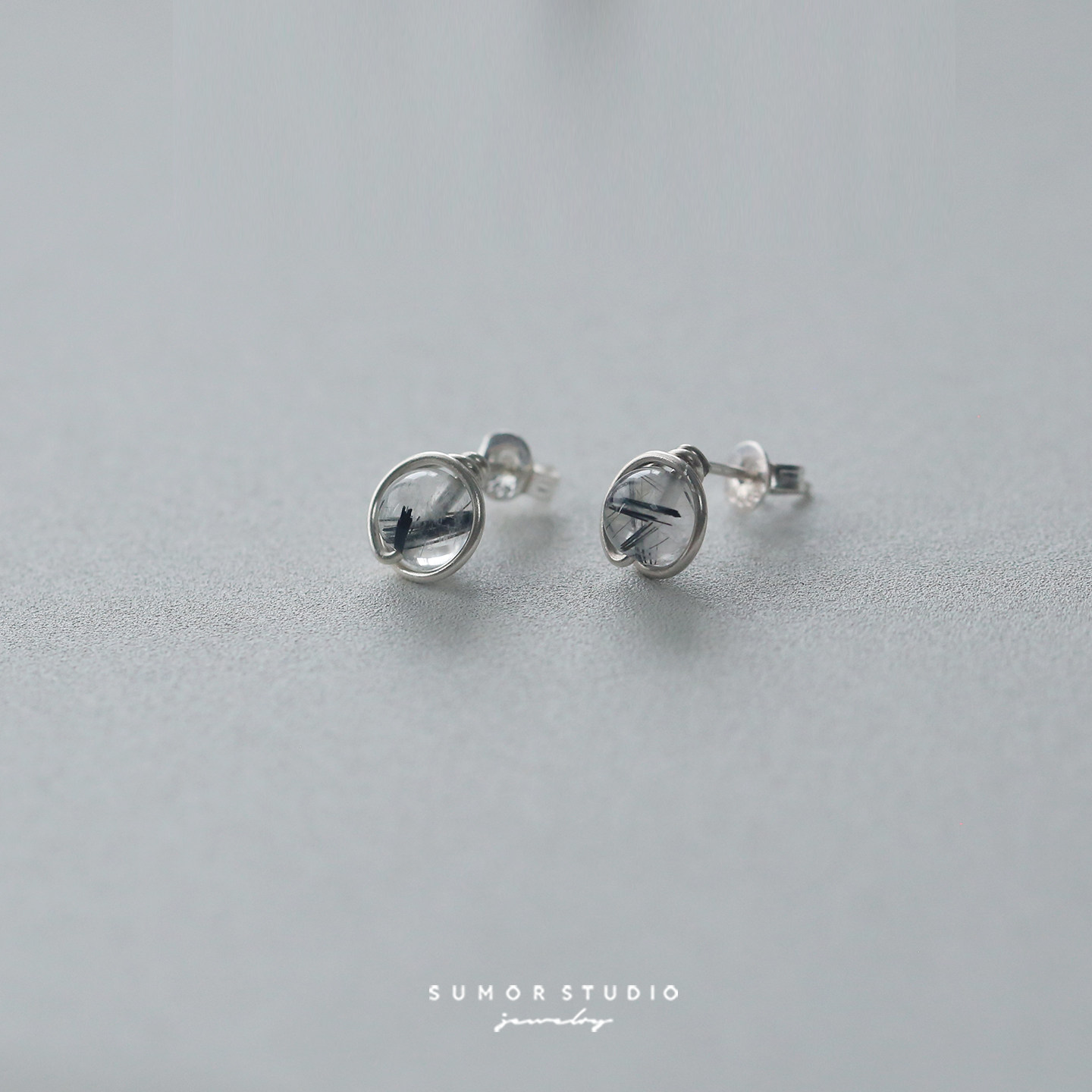 原创手工黑发晶99足银纯银耳钉防过敏小众设计清冷感日常通勤耳环,饰品/流行首饰/时尚饰品新,银饰耳饰,淘宝优惠券,粉丝福利购,淘宝优惠卷