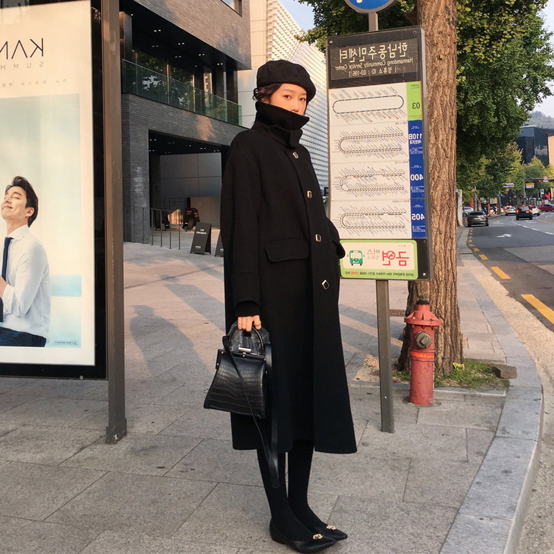黑色赫本呢子大衣女2019冬季新款韩版加厚中长款过膝显瘦毛呢外套在类目 女装/女士精品, 毛呢外套中 - 来自Buy2taobao.com提供专业的淘宝代购服务