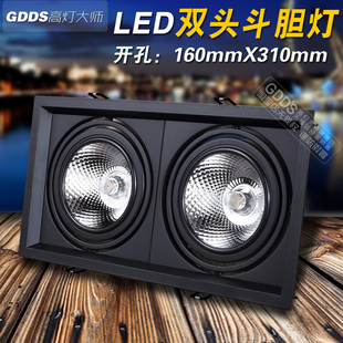 led双头斗胆灯黑白cob射灯双头筒灯豆胆灯二头格栅灯超节能服装店