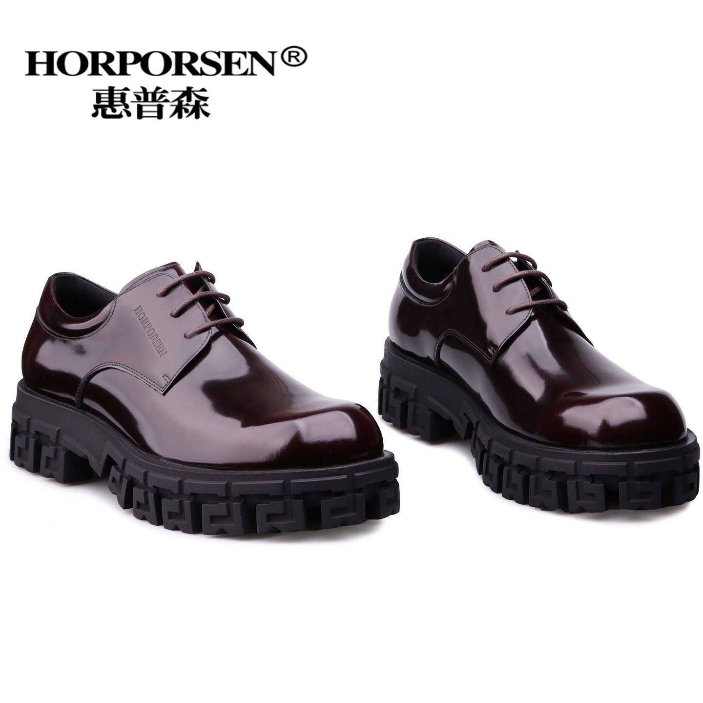 防滑厚底真皮男鞋漆皮亮面男皮鞋