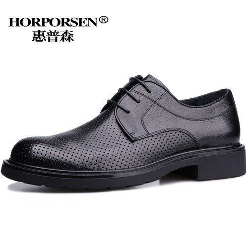 夏季男商务镂空透气真皮正装皮鞋