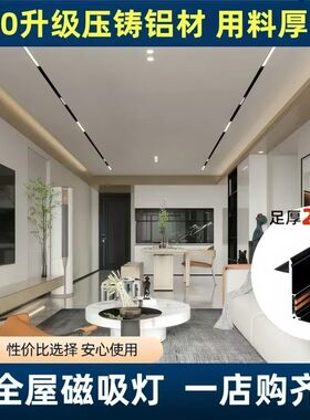 磁吸轨道嵌入式无主灯全套灯
