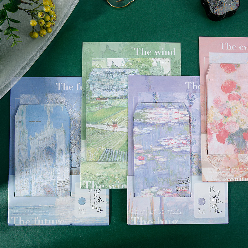 经典油画艺术信封信纸写信套装