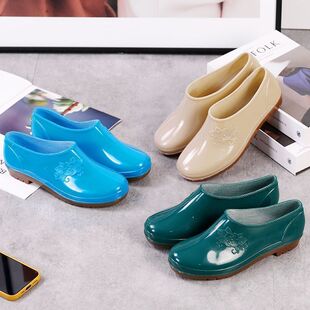 防水鞋 水靴女成人厨房洗车工作防滑短筒夏季 雨靴胶鞋 时尚 套鞋 雨鞋