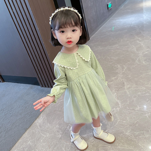 女童秋装连衣裙2021新款韩版网红裙子春秋洋气女宝宝爱心公主纱裙