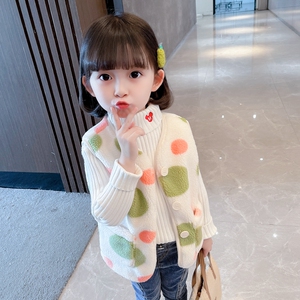 女小童秋季2023新款洋气时尚小女孩韩版休闲舒适百搭毛毛圆点马甲
