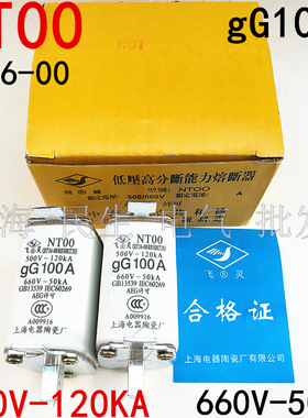 电工熔断器陶瓷保险丝熔芯飞灵NT00 RT16-00 R030 100A125A 660V
