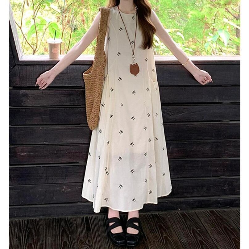 法式无袖背心连衣裙子女夏季2025新款小个子爆款海边度假气质