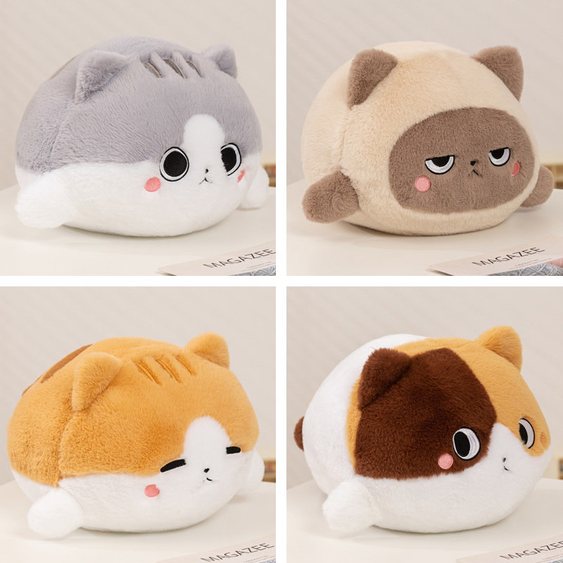 可爱趴趴猫公仔鱼尾巴小猫咪玩偶