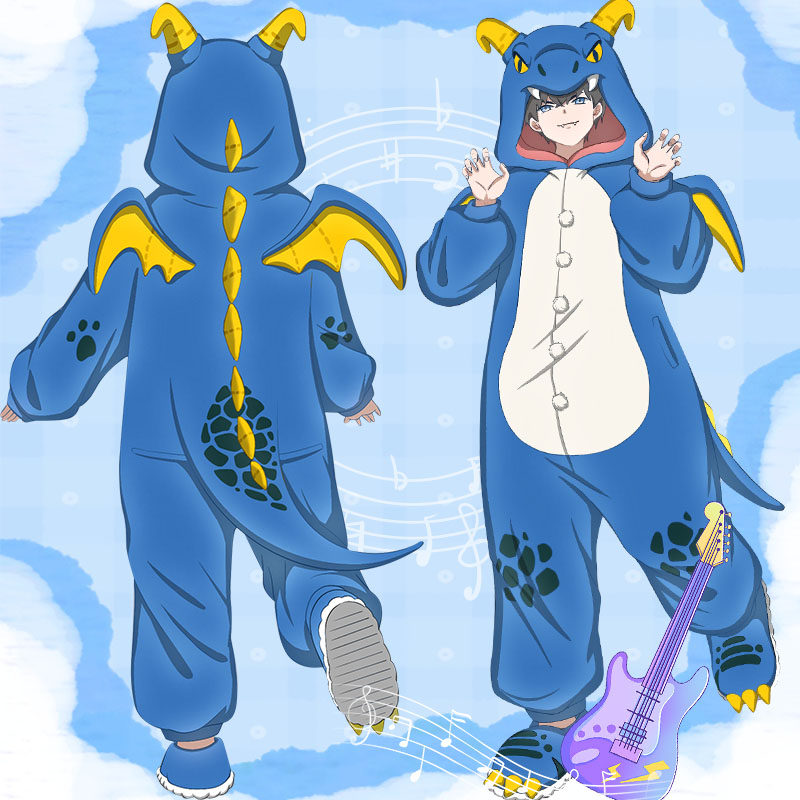 动漫周边玩游戏趣味恶龙搞怪卡通连体睡衣珊瑚毛绒加厚情侣同款