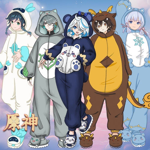 加厚毛绒动漫卡通连体睡衣情侣冬