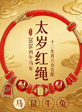 2026马年新款本命年红绳手链十二生肖太岁化属牛鼠兔吉祥礼物手串