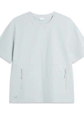 中国李宁CF溯女子反光防晒速干凉爽宽松梭织短袖上衣AAFU004