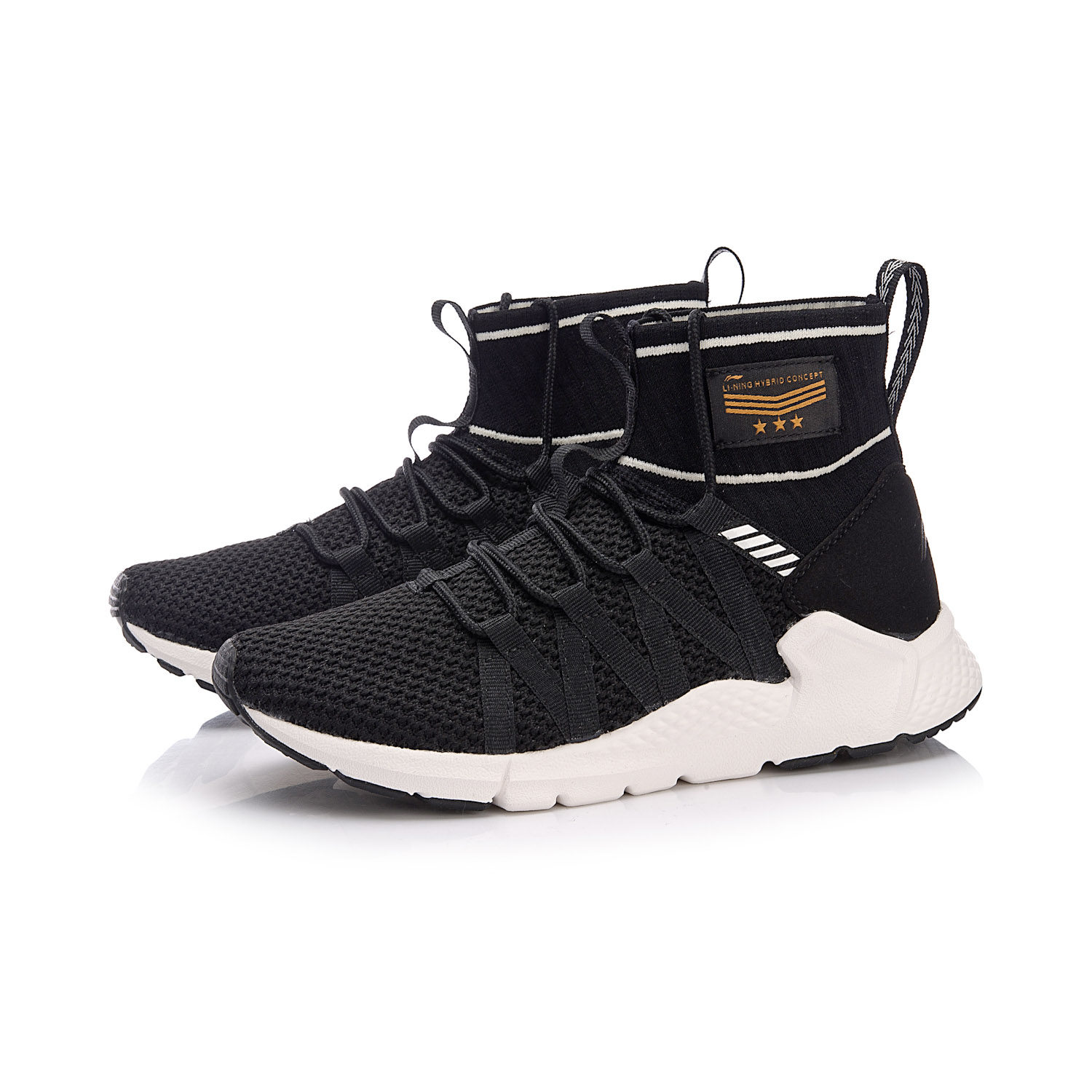 李宁透气女士一体织休闲鞋高帮