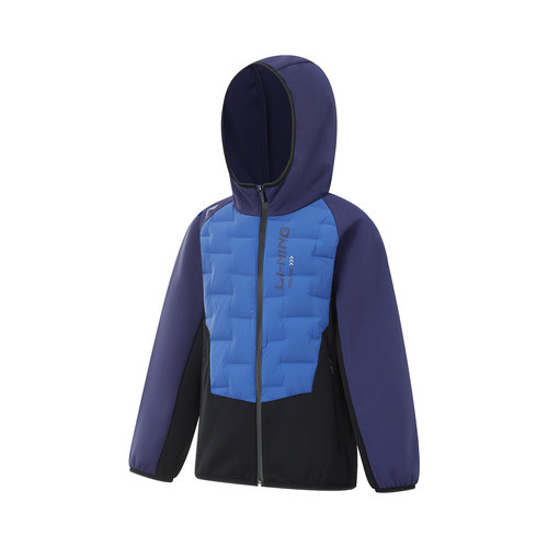 李宁男大童撞色拼接羽绒服保暖