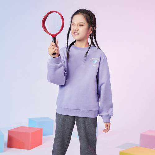 李宁女童生活系列保暖卫衣宽松