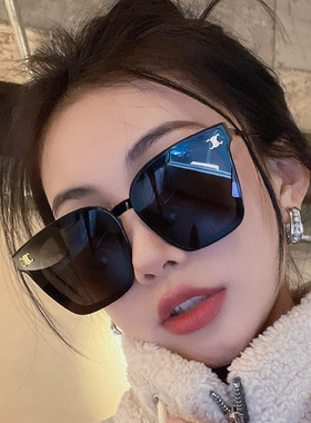 方框形高级感女墨镜韩版潮防紫外线开车男金属太阳镜妈妈防晒眼镜