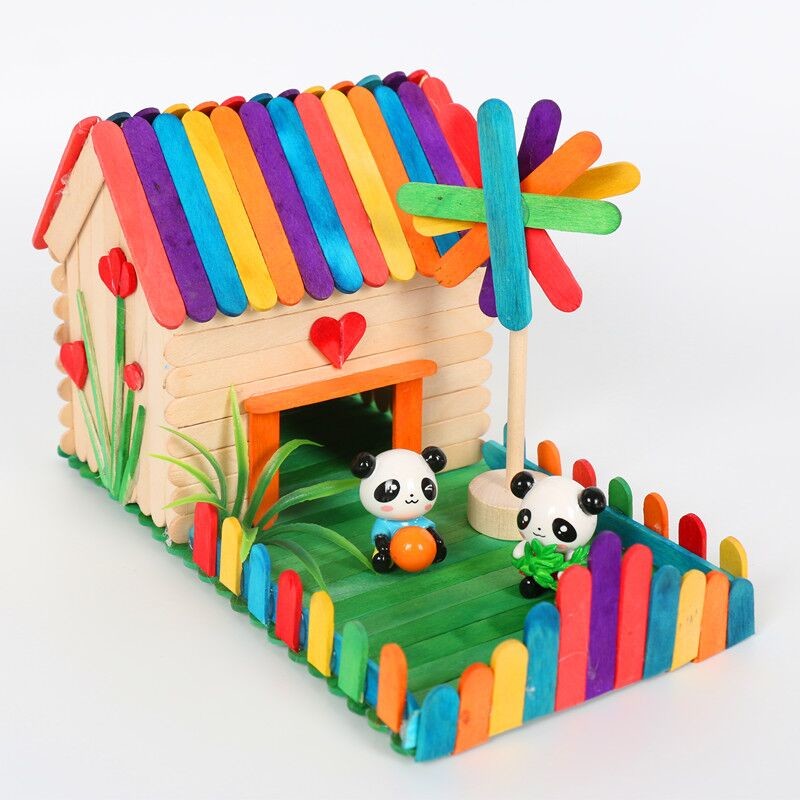 雪糕棒冰棍棒六一儿童节手工制作diy模型屋材料包幼儿园益智玩具