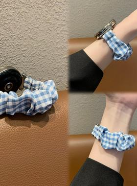蓝色弹力发圈表带适用华为GT5表带GT4/3proGT2gt1watch4通用18mm