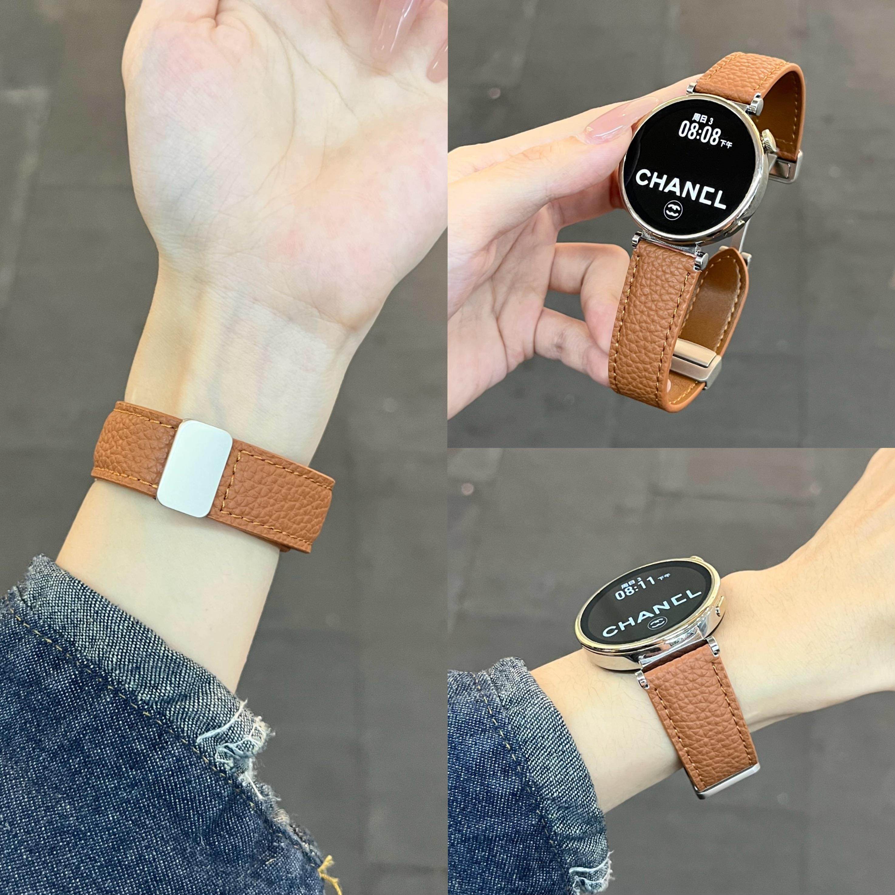 适用oppowatchx2mini手表带荔枝纹磁吸小米9pro表带华为fit3腕带