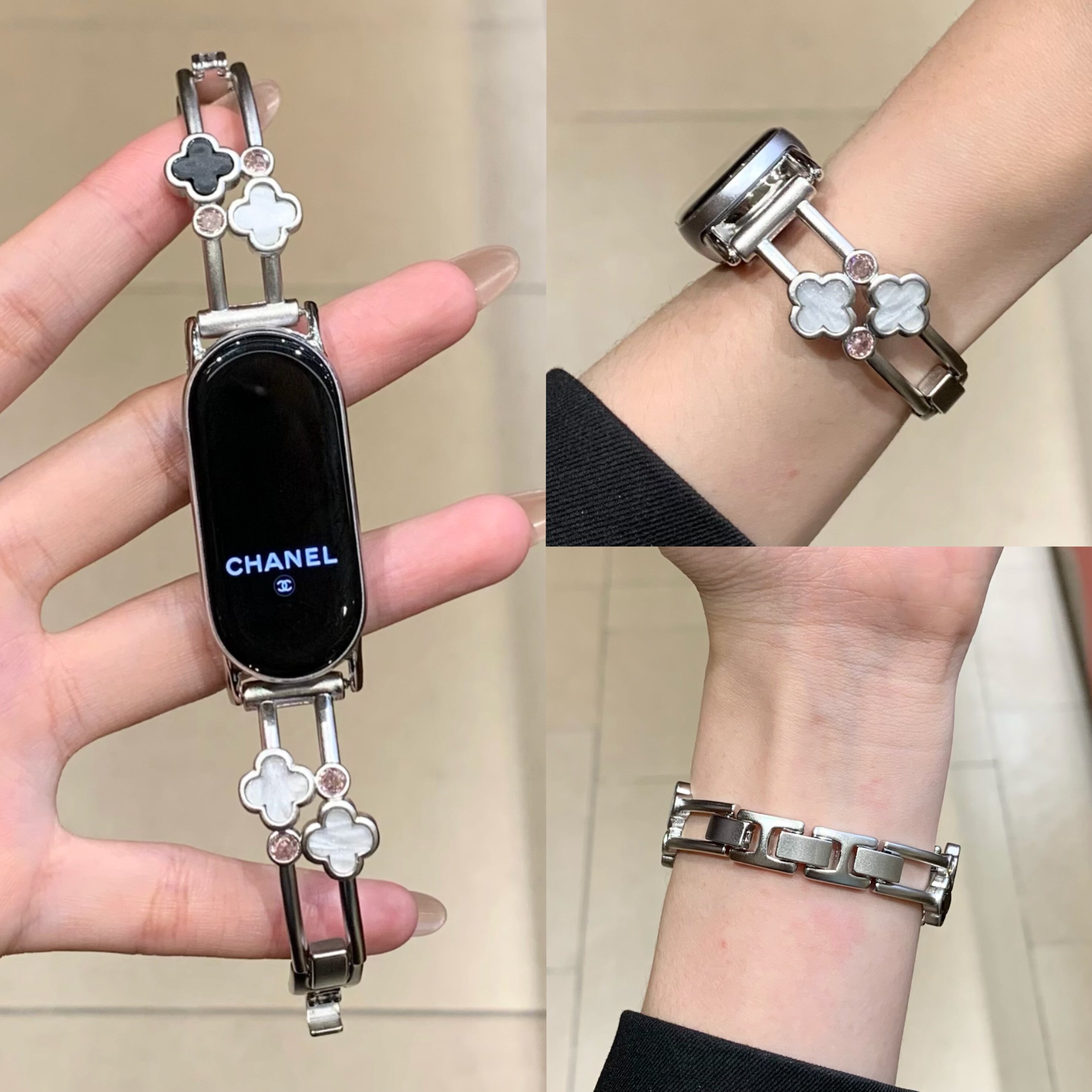 四叶草手镯适用红米Watch5/4表带小米手环9pro高级感华为FIT3表带