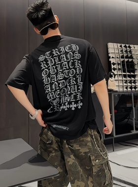 【陈发财】FA CAI25s梵文字母印花短袖T恤男女同款情侣款小领口