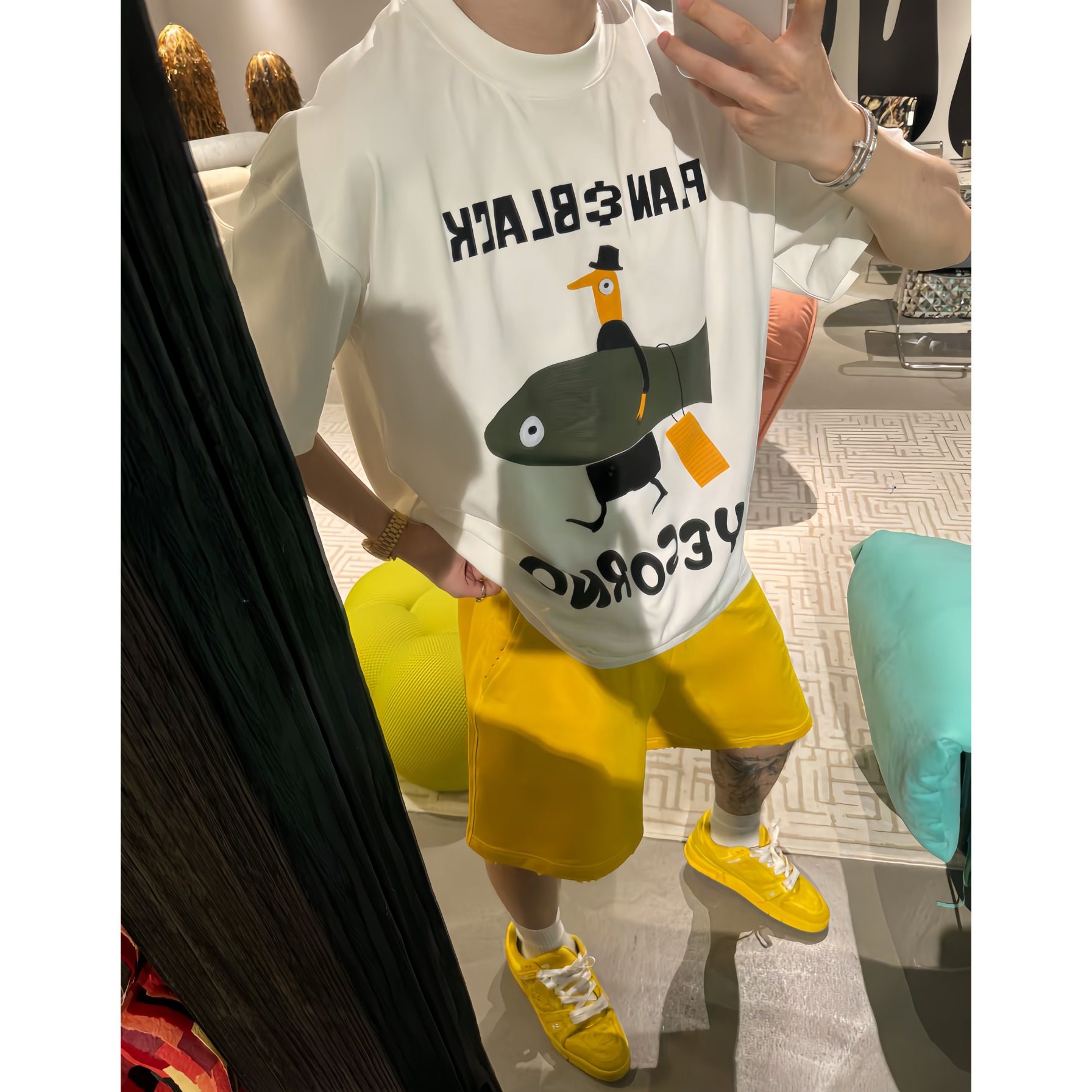 【陈发财】FA CAI冲浪bird多工艺印花夏季潮酷设计T恤男情侣短袖