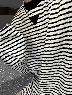 【陈发财】FACAI倒三角新款复古高级松弛感条纹T恤男女宽松上衣